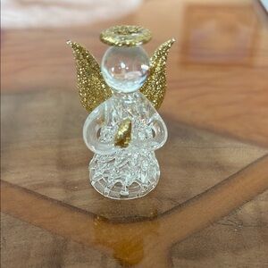Crystal Angel Ornament with Gold Details